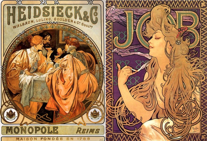 Реклама товаров, оформленная Альфонсом Мухой. | Фото: thevintagenews.com. Славянские красавицы Альфонса Мухи - шедевры в стиле ар-нуво