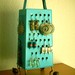 Unique Earring Stand,  Fun Surrealistic Style Retro Industrial Object,Turquoise , Re Purposed Cheese Grater