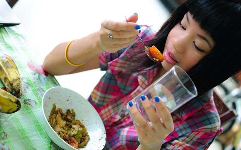Why drink water while eating?