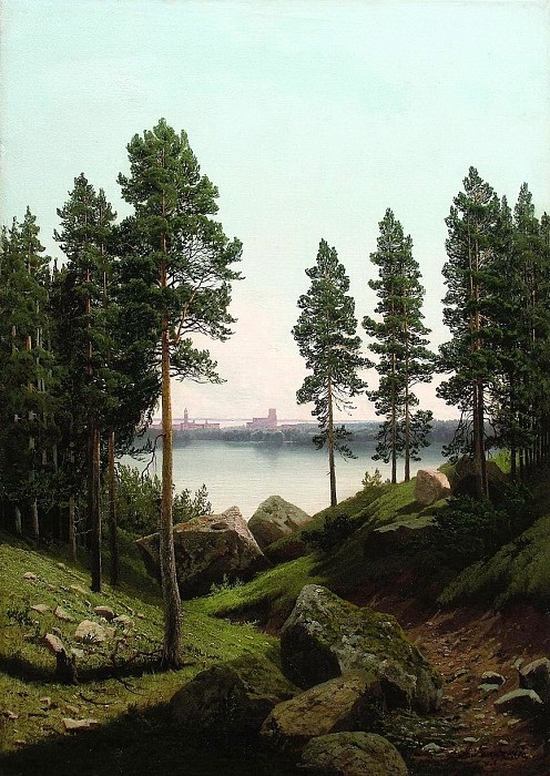 «Пейзаж с озером». (1870-е). Автор: А.И. Мещерский. «Пейзаж с озером». (1870-е). Автор: А.И. Мещерский.