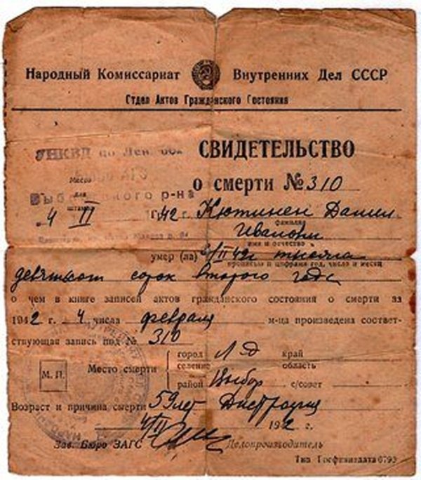 Пекарь блокадного Ленинграда, умерший от истощения Пекарь блокадного Ленинграда, умерший от истощения
