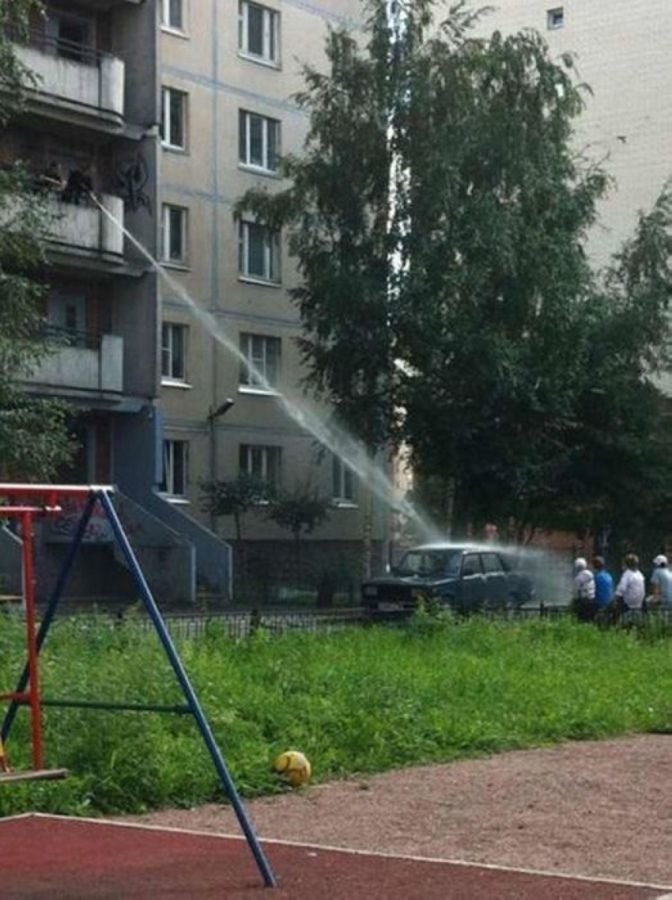 Дистанционная мойка автомобиля — российская инновационная разработка Дистанционная мойка автомобиля — российская инновационная разработка прикол, только в россии, умом россию не понять, юмор
