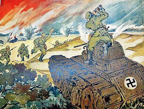 Плакат, изображающий подвиг Ивана Середы