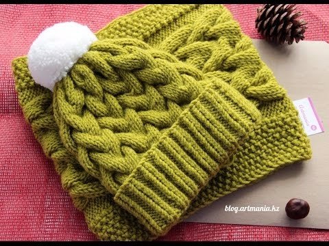 Узор «Коса из 15 петель» спицами 1 Узор «Коса из 15 петель» спицами 1