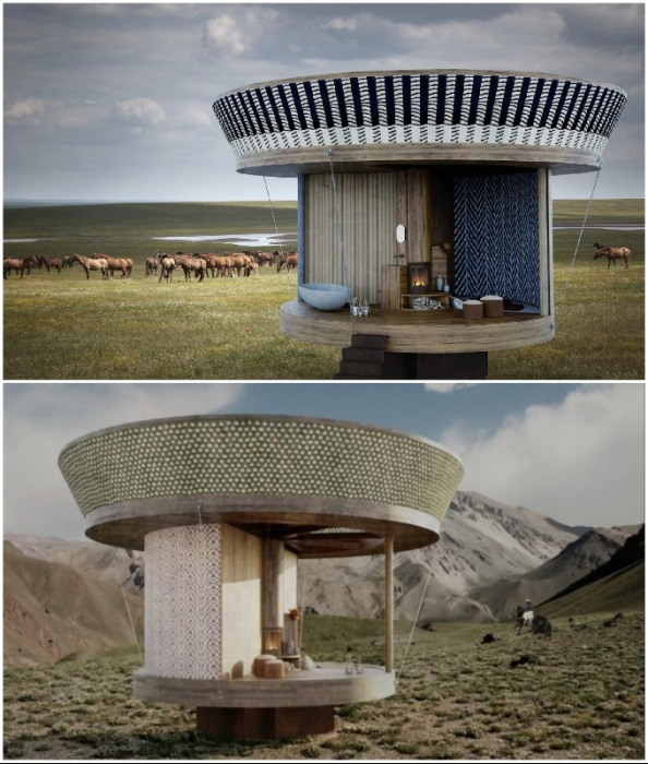 Домик можно изготавливать из материалов той местности, в которой будет установлен (концепт Casa Ojala'). Домик можно изготавливать из материалов той местности, в которой будет установлен (концепт Casa Ojala').