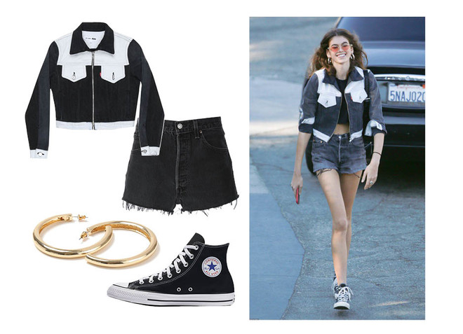 Шорты и куртка Re/done, кеды Converse, серьги Topshop Как повторить лучшие образы Кайи Гербер? (фото 29)