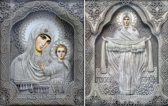 Все эти иконы сделаны из льна в технике макраме Все эти иконы сделаны из льна в технике макраме