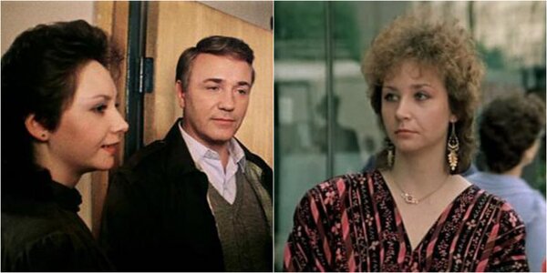 Екатерина Куравлева со своими отцом в фильме "Самая обаятельная и привлекательная" (1985) и "Где находится нофелет?" (1987)