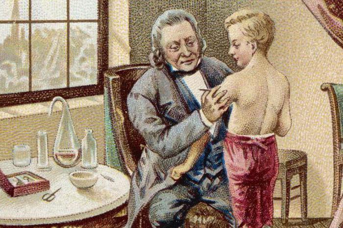 Эдвард Дженнер тестирует вакцину от оспы на собственном сыне.