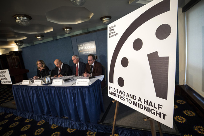 Scientisis Move Doomsday Clock to Two and a Half Minutes to Midnight