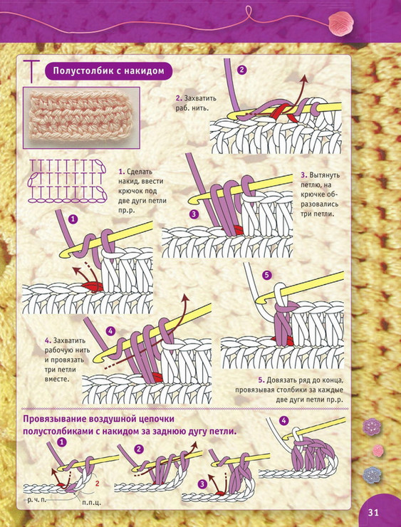 Пошаговый самоучитель для вязания крючком! Более 300 иллюстраций + схемы своими руками