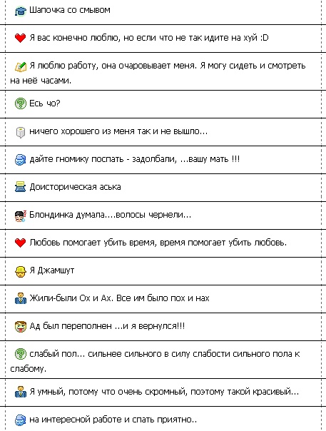 Смешные статусы в аське
