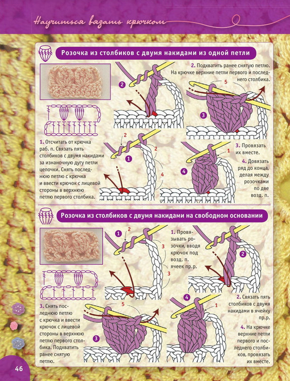 Пошаговый самоучитель для вязания крючком! Более 300 иллюстраций + схемы своими руками