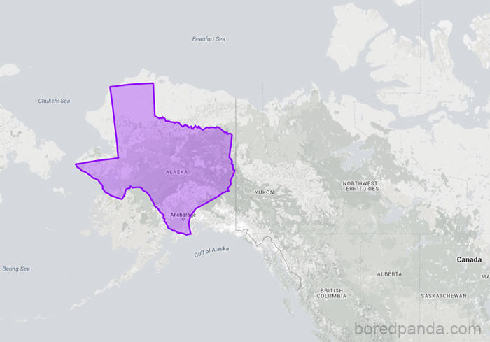 Texas Moved On Top Of Alaska Shows That They're Almost The Same Size