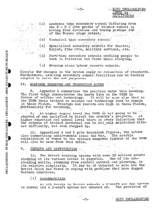 Аналитическая записка НАТО об образовании в СССР 1959 г.