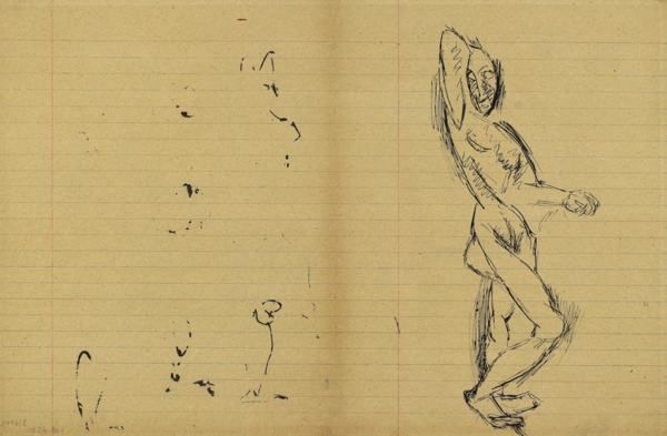 Пабло Пикассо, «Набросок обнаженной с драпировкой», 1907.