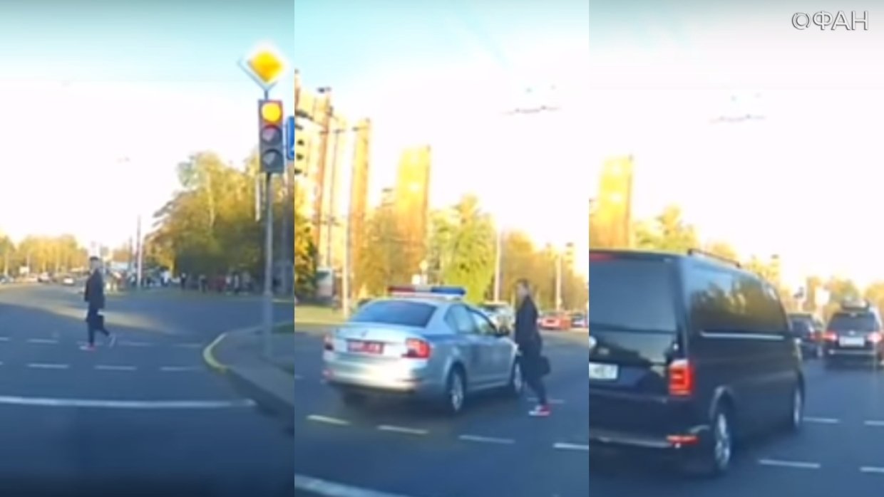Появилось видео, как девушка в Гродно не уступила дорогу кортежу Лукашенко