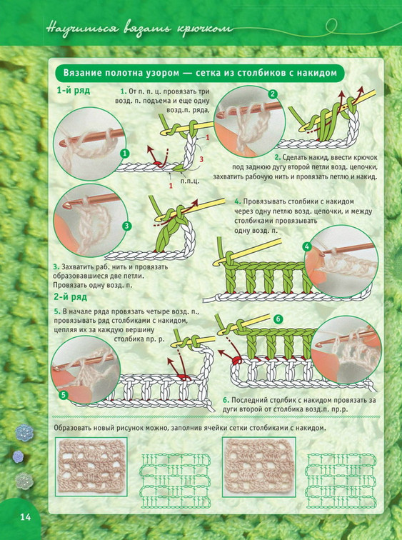 Пошаговый самоучитель для вязания крючком! Более 300 иллюстраций + схемы своими руками
