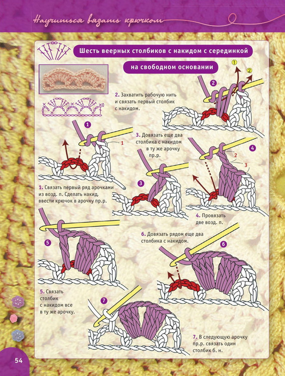 Пошаговый самоучитель для вязания крючком! Более 300 иллюстраций + схемы своими руками