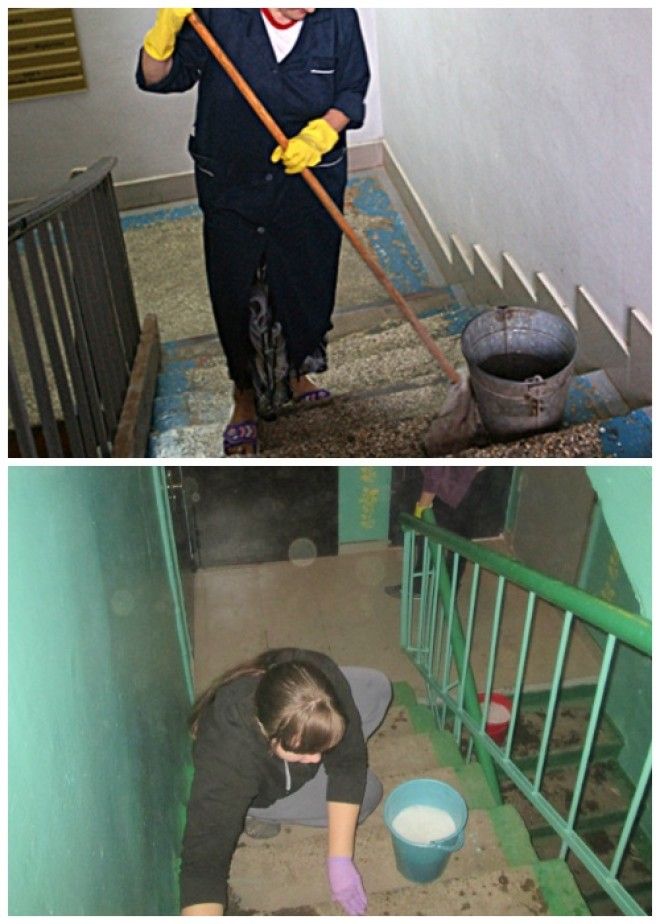 Лестницу с крашенными углами легче мыть. Лестницу с крашенными углами легче мыть