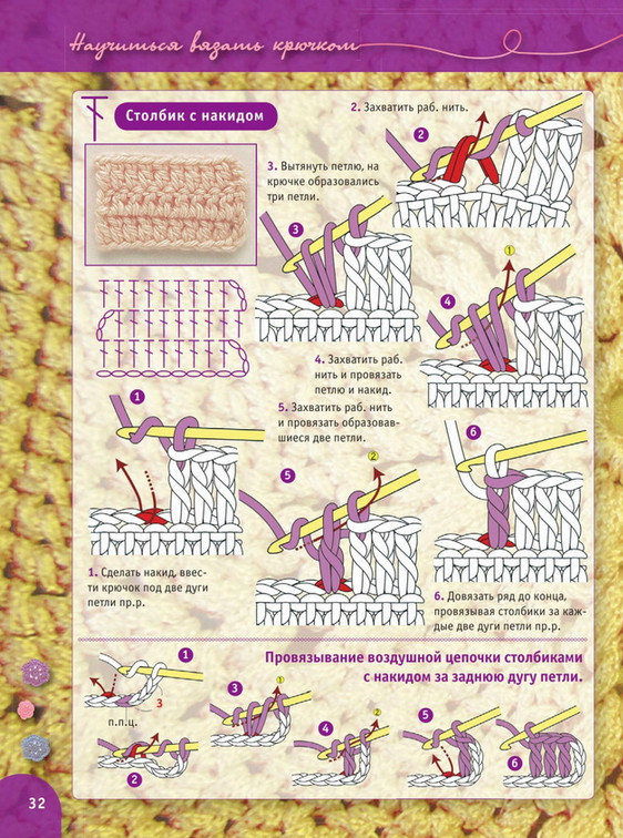 Пошаговый самоучитель для вязания крючком! Более 300 иллюстраций + схемы своими руками