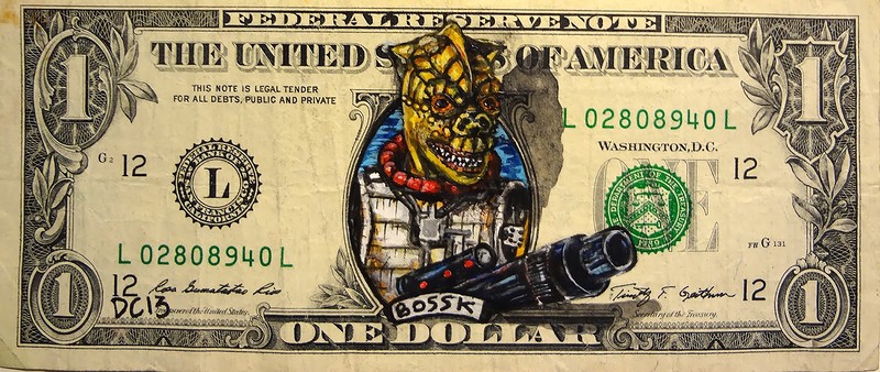 Разрисованные доллары доллар, купюра, разрисованный, рисунок