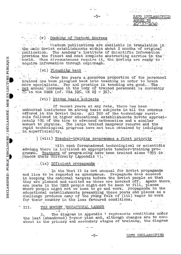 Аналитическая записка НАТО об образовании в СССР 1959 г.