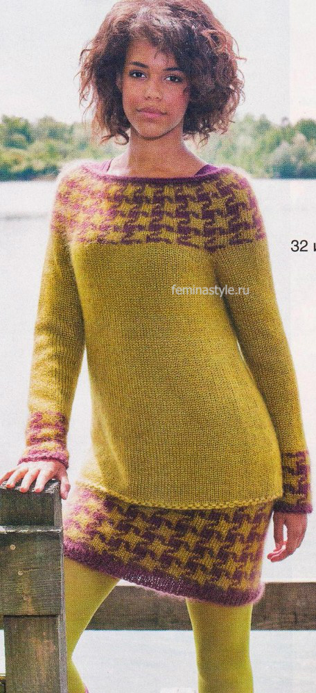Пуловер и юбка спицами