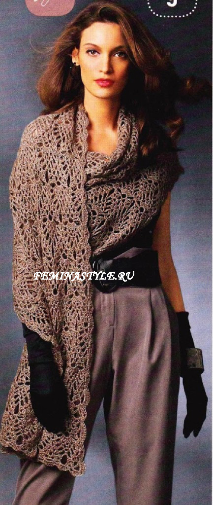 Ажурный палантин крючком