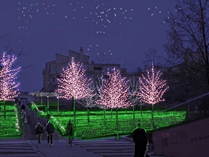 Новый Год, Рождество, украшения, города