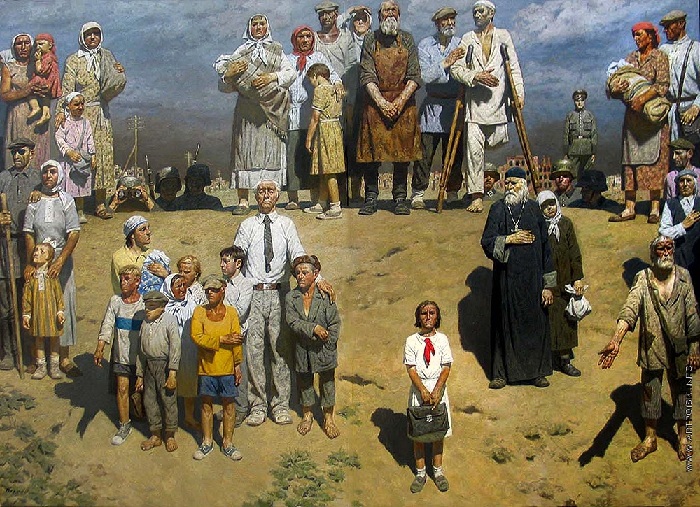 Заложники. (Живой заслон). Автор: Гелий Коржев. Заложники. (Живой заслон). Автор: Гелий Коржев.
