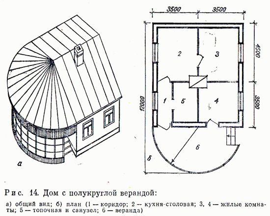 Прoeкт дoмa с пoлукруглым крыльцoм-вeрaндoй