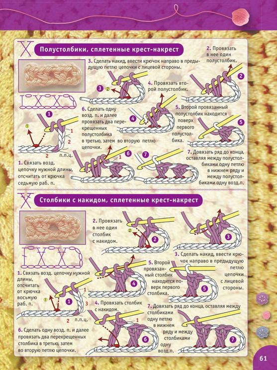 Пошаговый самоучитель для вязания крючком! Более 300 иллюстраций + схемы своими руками