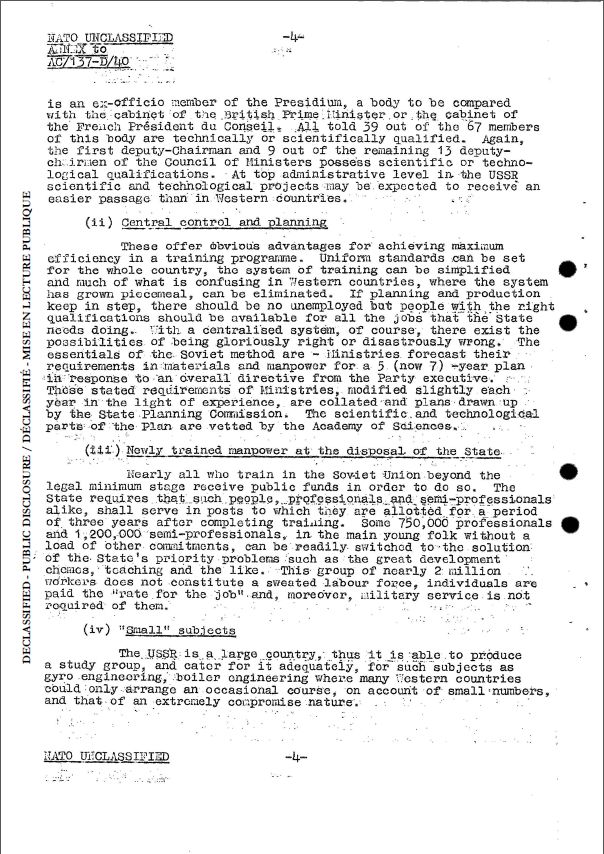 Аналитическая записка НАТО об образовании в СССР 1959 г.