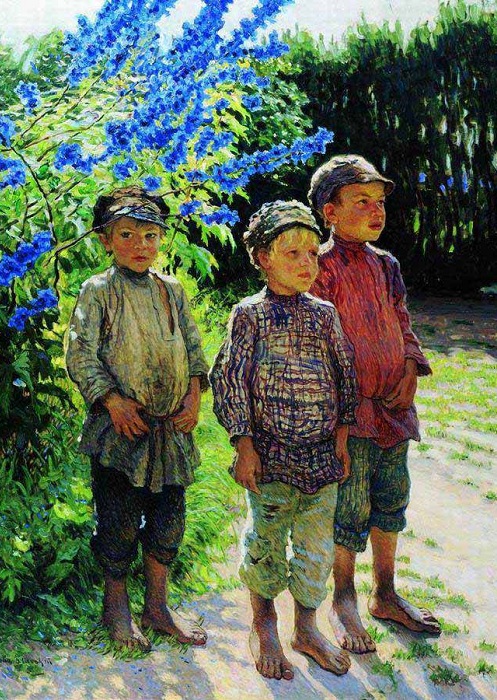 Крестьянские мальчики.(1910). Автор: Николай Петрович Богданов-Бельский. Крестьянские мальчики.(1910). Автор: Николай Петрович Богданов-Бельский.