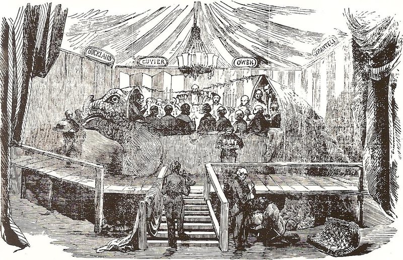 The guests enjoyed a fabulous dinner in and around the iguanodon.