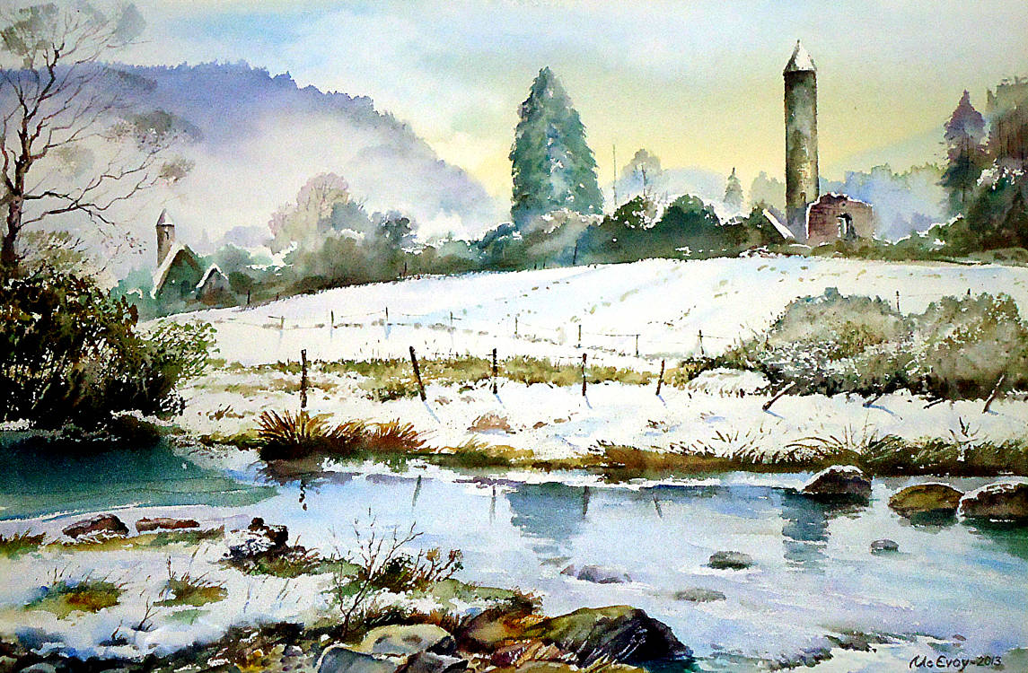 ,,GLENDALOUGH,, Туристическое место в Ирландии,в котором довелось побывать в 2013 г.Бум.Arches 300 гр.38*57 см.