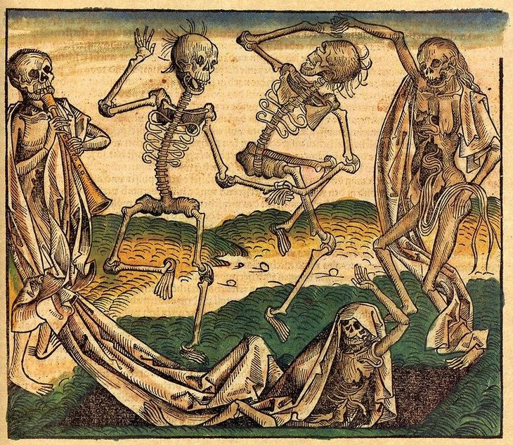"Пляска смерти". Михаэль Вольгемут, 1493. Но так ли все мрачно для доброго православного христианина? "...имею желание разрешиться и быть со Христом, потому что это несравненно лучше" (Фил.1:23). "Но, как написано: не видел того глаз, не слышало ухо, и не приходило то на сердце человеку, что приготовил Бог любящим Его" (1Кор.2:9).