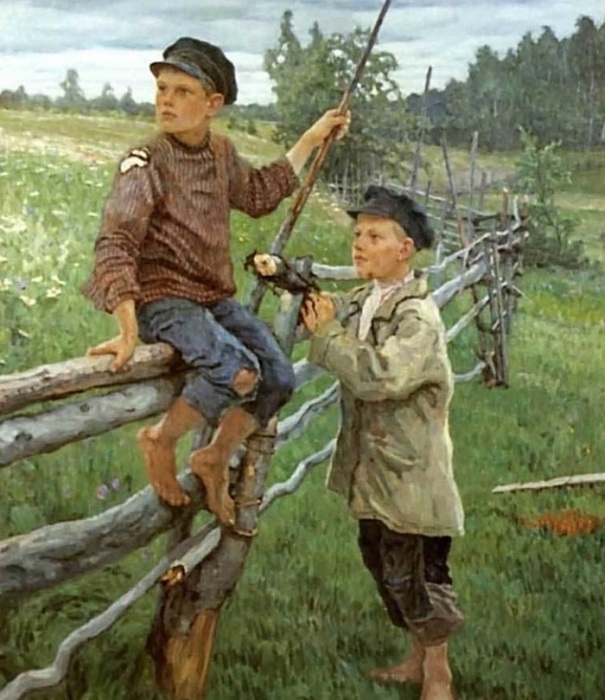 Деревенские мальчики. Автор: Николай Петрович Богданов-Бельский. Деревенские мальчики. Автор: Николай Петрович Богданов-Бельский.