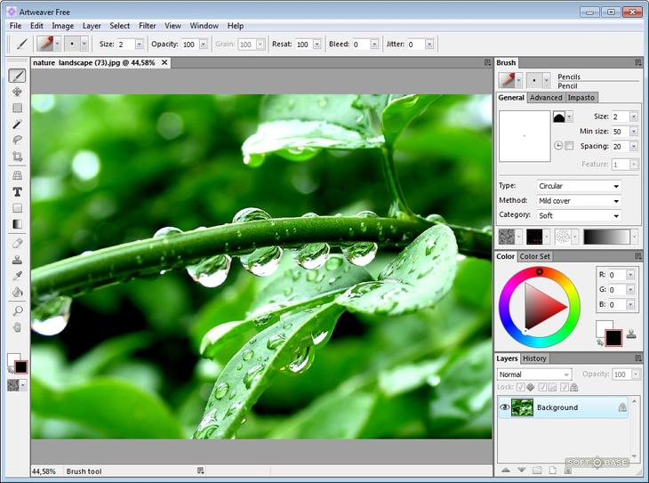 Настройки кисти в ArtWeaver