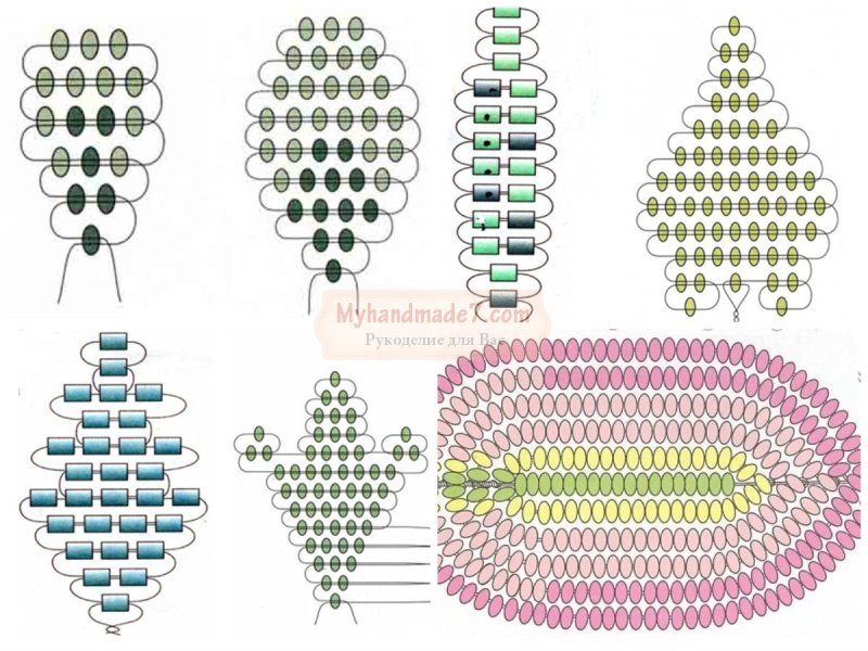 Схемы плетения из бисера в технике параллельного плетения