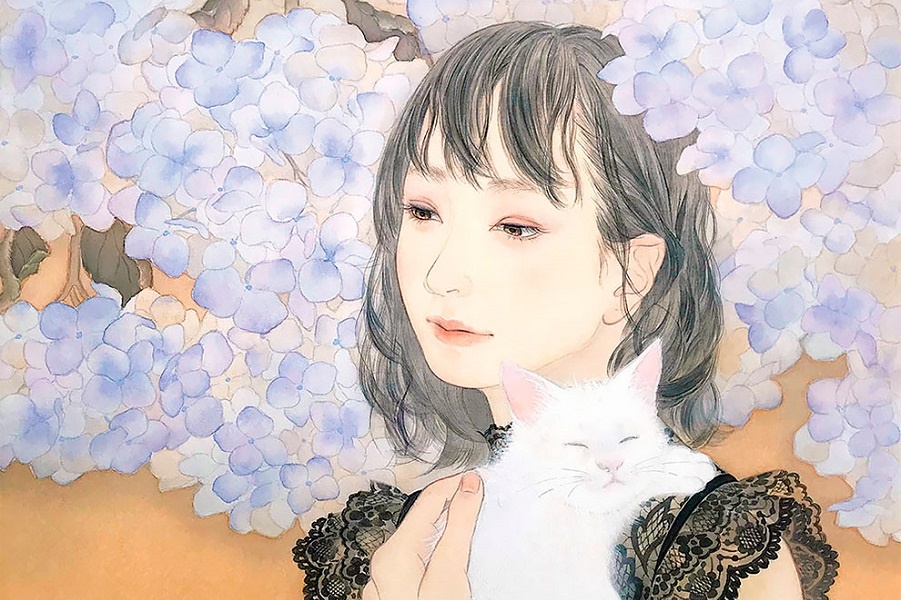 Казухо Имаока (1).jpg Женщины и кошки: современные картины Казухо Имаока