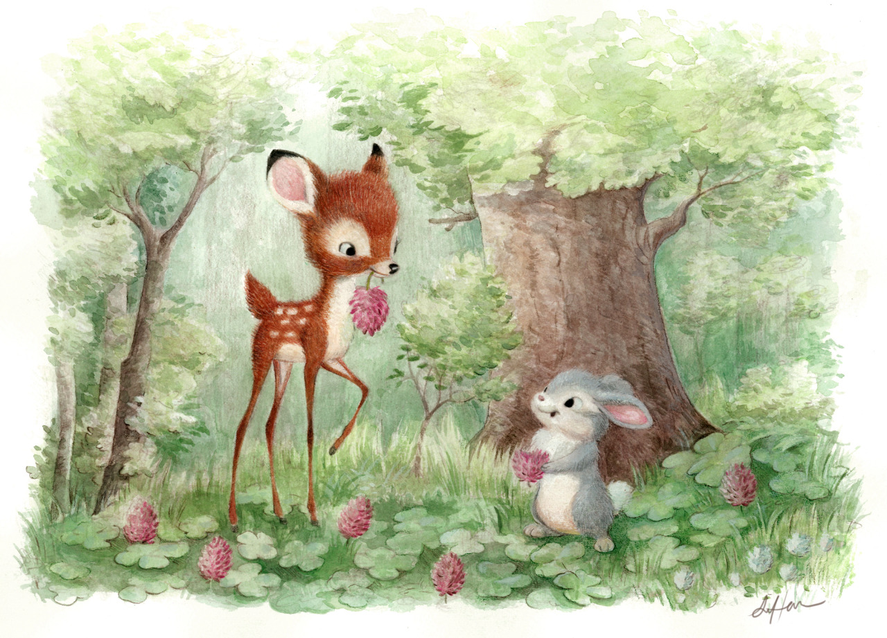 “Clover Patch” is one of two watercolor pieces I did for the Wonderground Gallery in Downtown Disney!