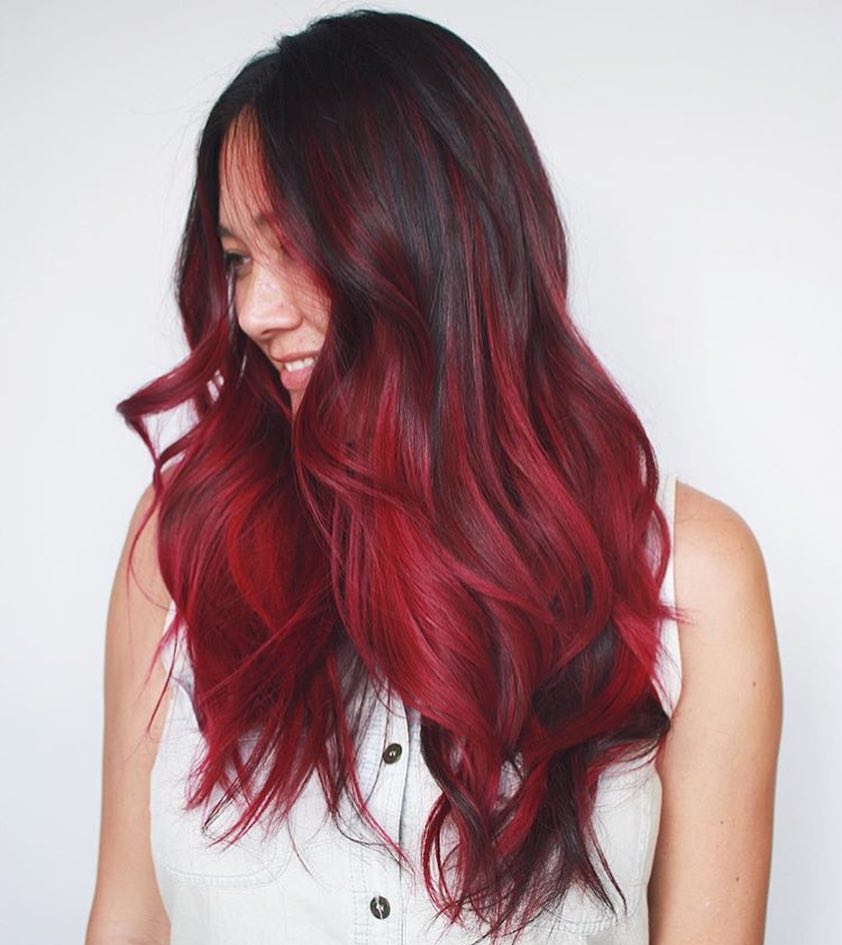 Красно бордовые волосы