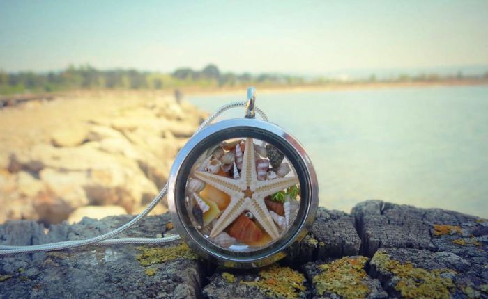 Серебряный медальон от Maristella: настоящая морская звезда и ракушки. Серебряный медальон от Maristella: настоящая морская звезда и ракушки.