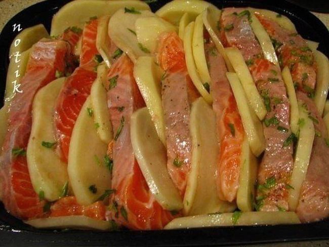 Картофель с рыбой в духовке рецепт с пошаговый Картофель с рыбой в духовке рецепт с пошаговый