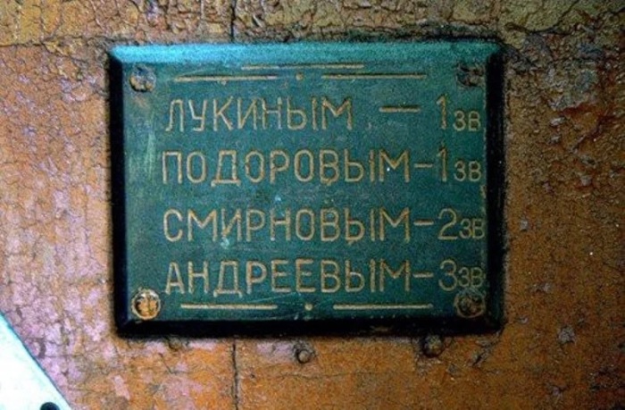 Табличка звонков у входной двери./Фото: avatars.mds.yandex.net Как жили в советских коммуналках: Душ по графику, именные сидения для унитаза и другие негласные законы