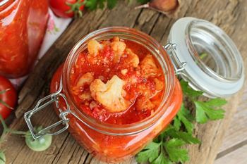 цветная капуста с томатным соусом на зиму цветная капуста с томатным соусом на зиму