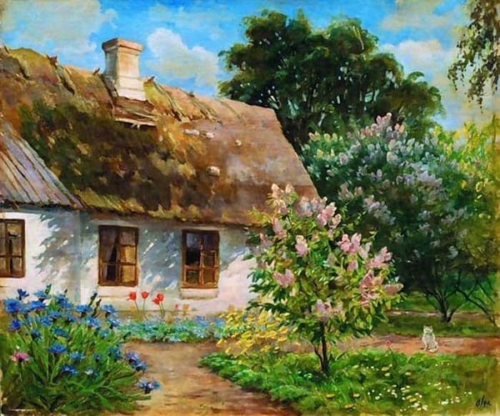 О. Куликовская-Романова. Дом в окружении цветущей сирени | Фото: artchive.ru О. Куликовская-Романова. Дом в окружении цветущей сирени | Фото: artchive.ru
