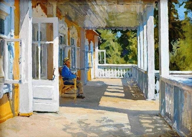 На веранде в Сенеж, дача художника On Veranda at Senezh, the Artist's Dacha, 1964 (654x468, 350Kb)